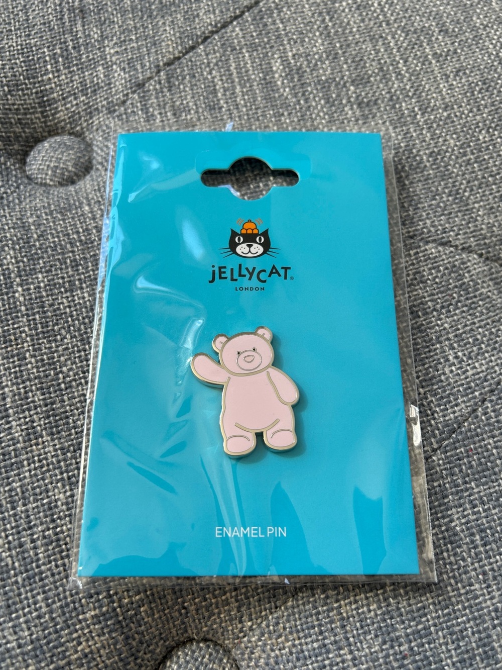Jellycat authentic pink bear Enamel Pin- Brand new on a original card